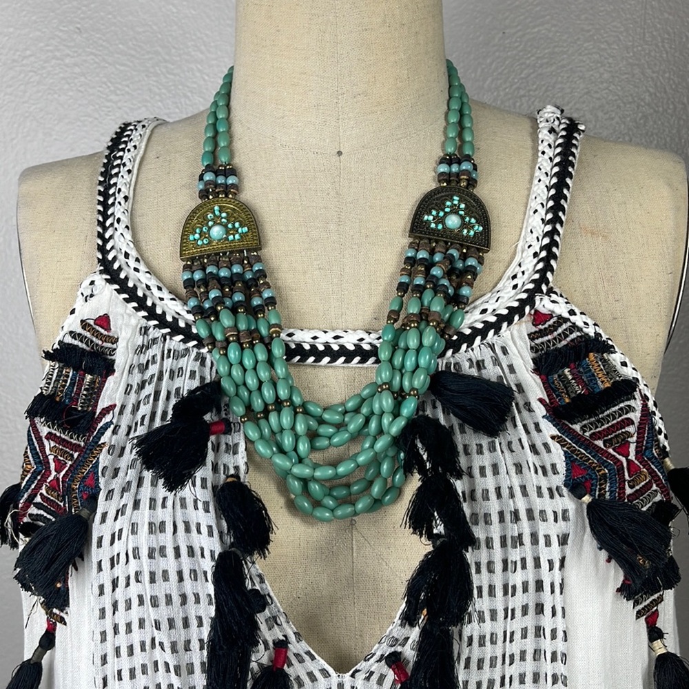 Teal Bohemian Costume Jewelry Necklace
